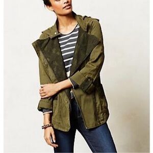 Anthropologie HEI HEI Green Utility Jacket with Relaxed Fit